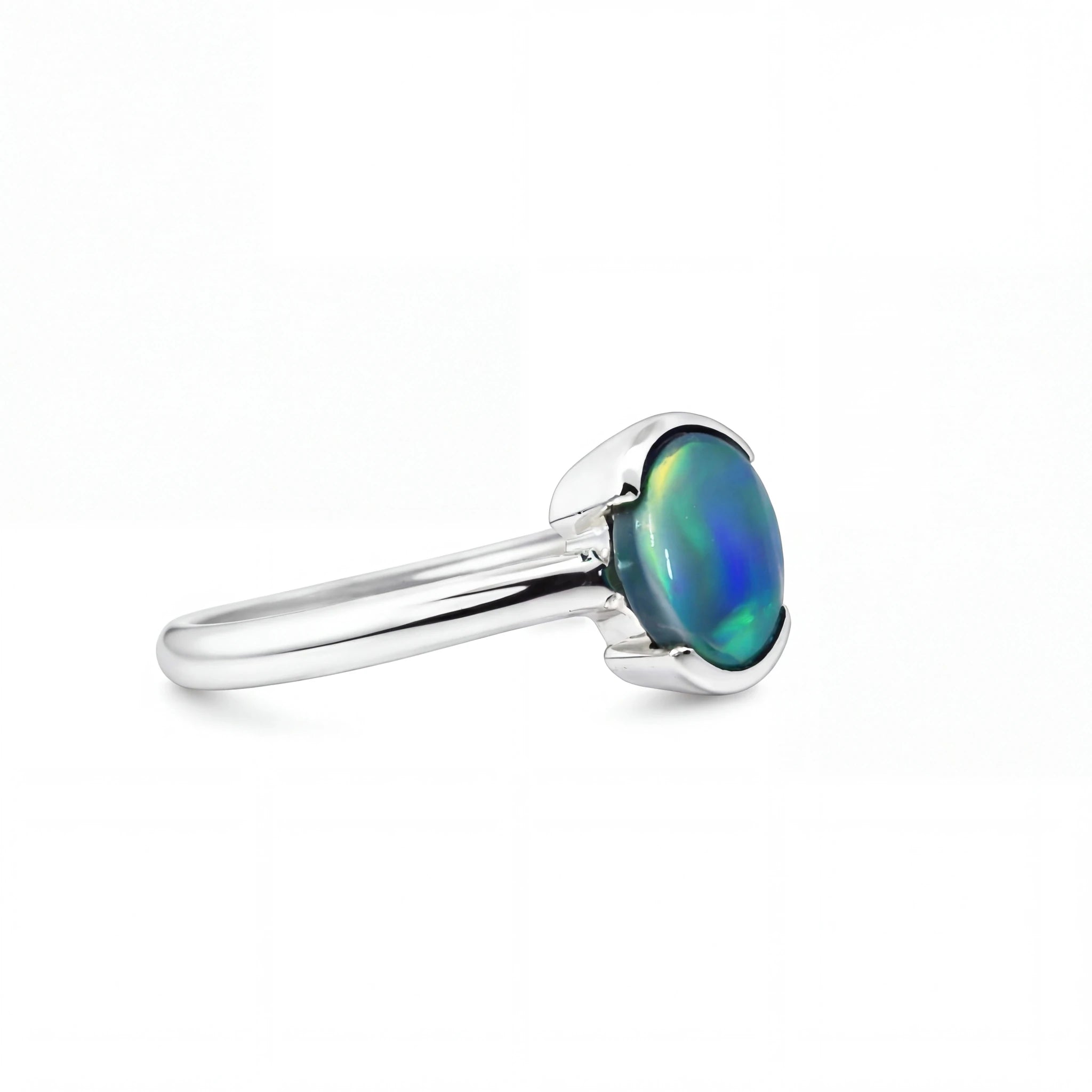 Black Opal Ring In 925 Sterling Silver - Green-Blue - Australian Opal Cutters and Pearl Divers