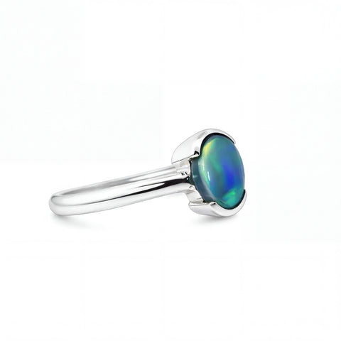 Black Opal Ring In 925 Sterling Silver - Green-Blue - Australian Opal Cutters and Pearl Divers