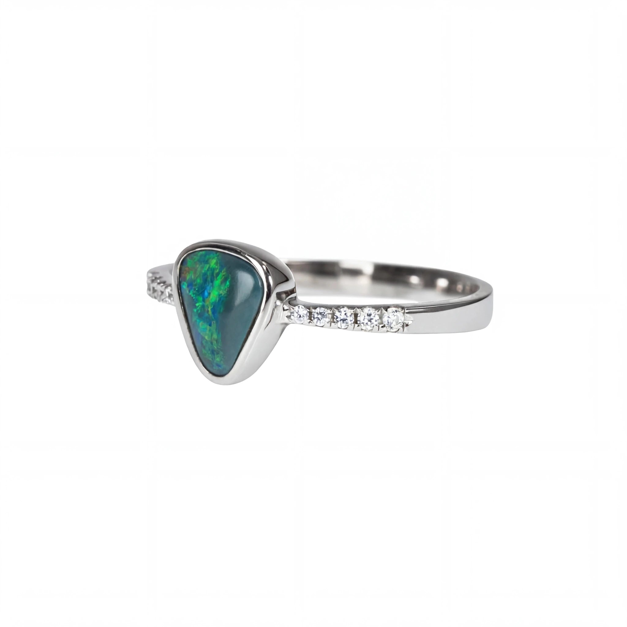 Black Opal Ring In 925 Sterling Silver - Green-Blue - Australian Opal Cutters and Pearl Divers
