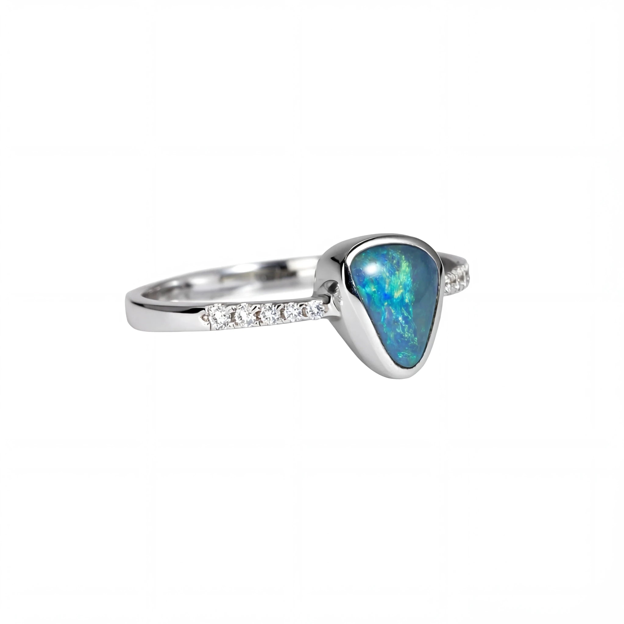 Black Opal Ring In 925 Sterling Silver - Green-Blue - Australian Opal Cutters and Pearl Divers