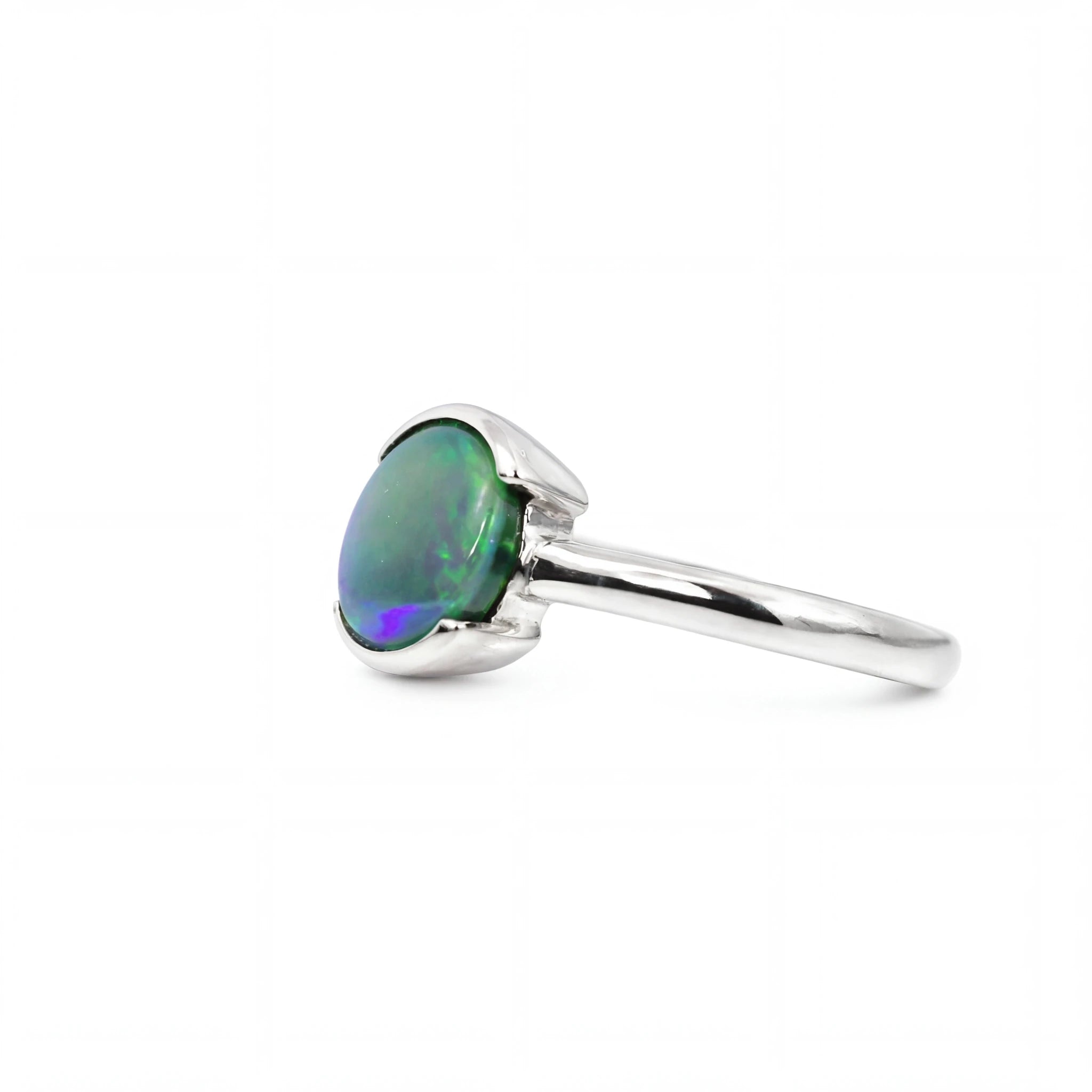 Black Opal Ring In 925 Sterling Silver - Green-Blue - Australian Opal Cutters and Pearl Divers