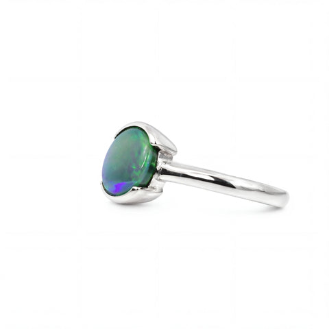 Black Opal Ring In 925 Sterling Silver - Green-Blue - Australian Opal Cutters and Pearl Divers