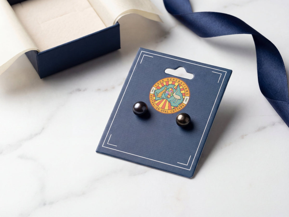 Black Pearl Earrings - Australian Opal Cutters and Pearl Divers