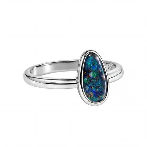 Boulder Opal Ring in 925 Sterling Silver (Green-Blue) - Australian Opal Cutters and Pearl Divers