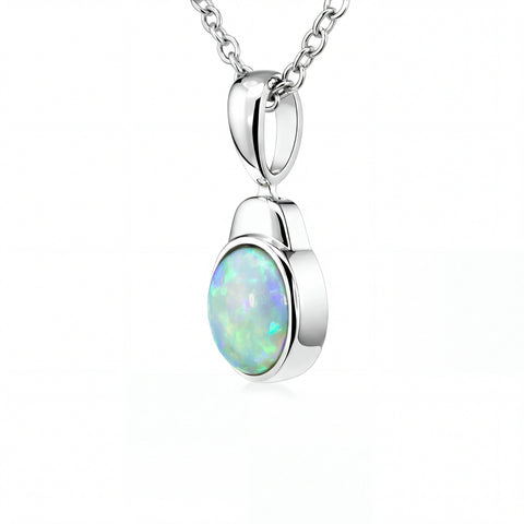 Dark Opal Pendant In 925 Sterling Silver - Green-Blue - Australian Opal Cutters and Pearl Divers