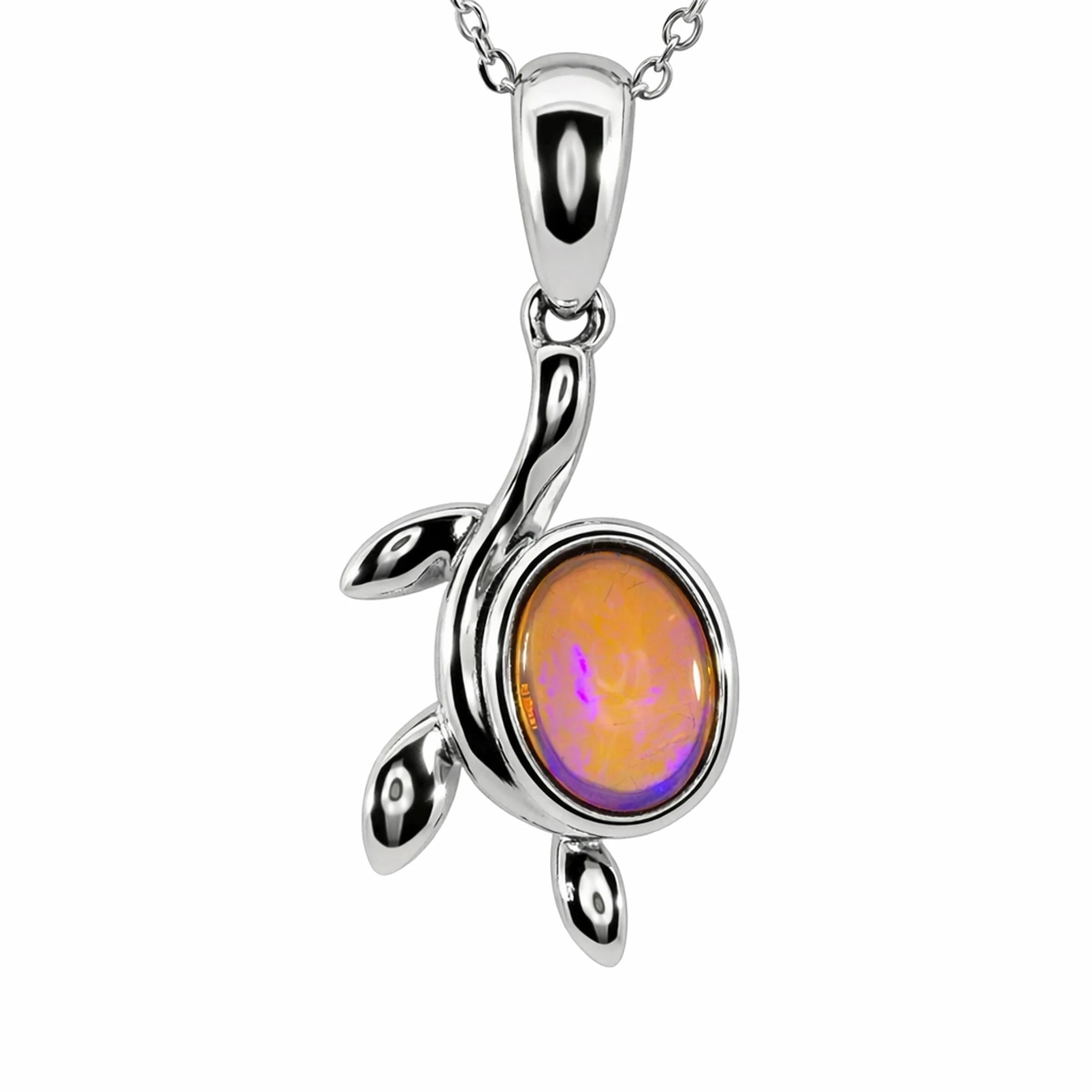 Dark Opal Pendant In 925 Sterling Silver - Multicolour - Australian Opal Cutters and Pearl Divers