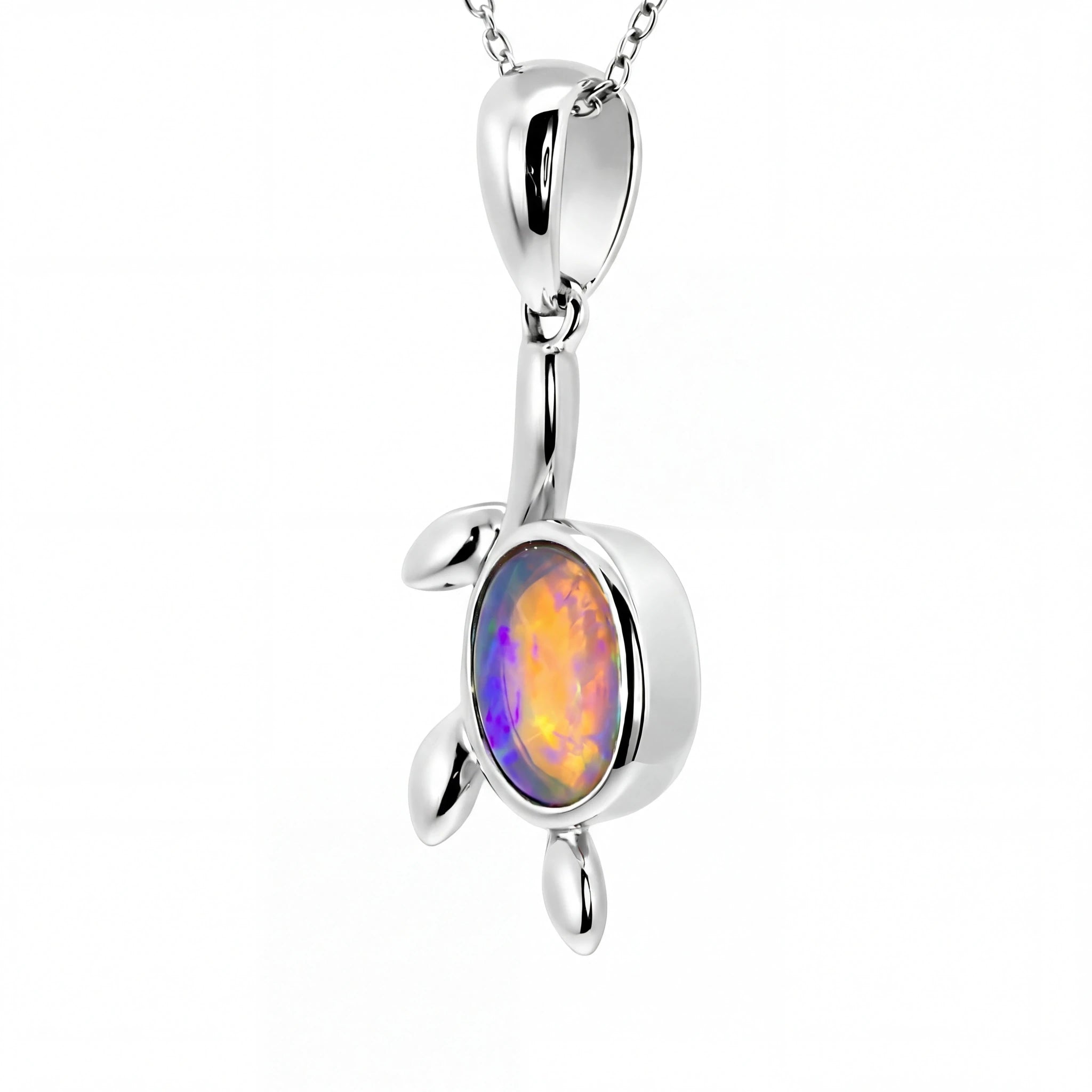 Dark Opal Pendant In 925 Sterling Silver - Multicolour - Australian Opal Cutters and Pearl Divers
