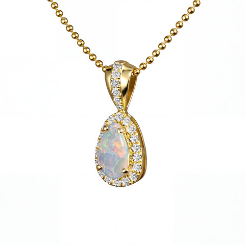 Dark Opal Pendant in 9K Yellow Gold - Multicolour - Australian Opal Cutters and Pearl Divers