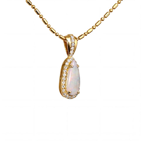 Dark Opal Pendant in 9K Yellow Gold - Multicolour - Australian Opal Cutters and Pearl Divers