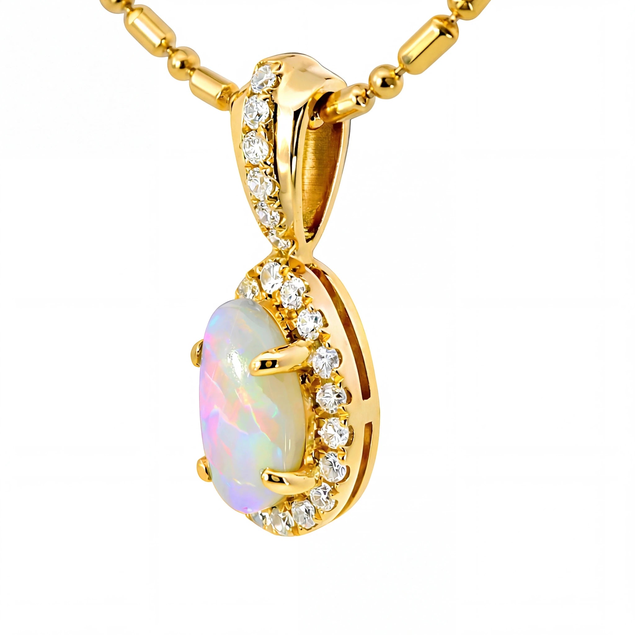 Dark Opal Pendant in 9K Yellow Gold - Multicolour - Australian Opal Cutters and Pearl Divers
