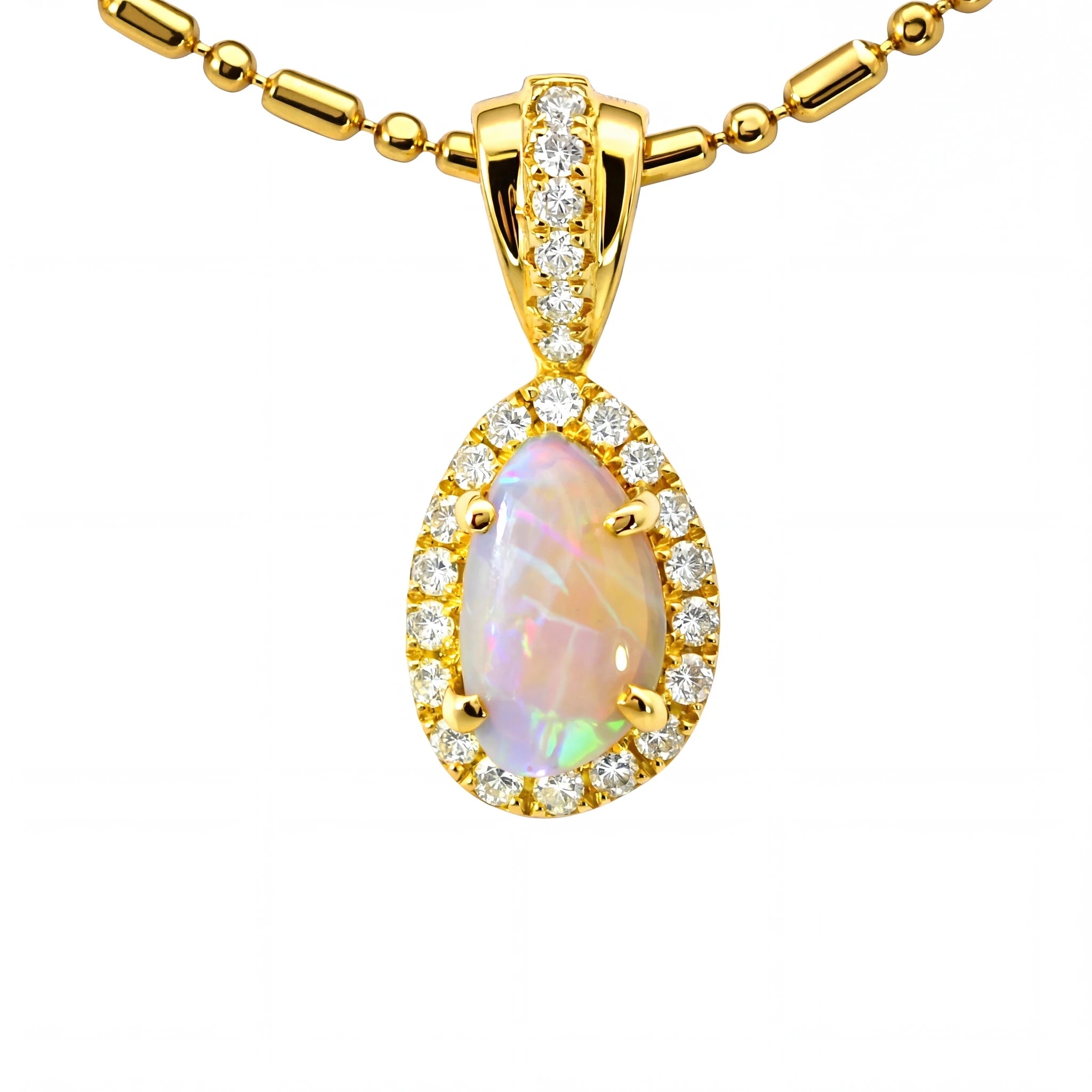 Dark Opal Pendant in 9K Yellow Gold - Multicolour - Australian Opal Cutters and Pearl Divers