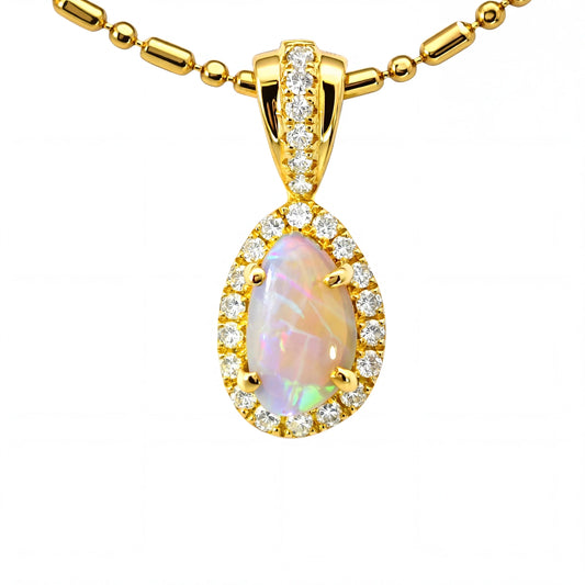 Dark Opal Pendant in 9K Yellow Gold - Multicolour - Australian Opal Cutters and Pearl Divers