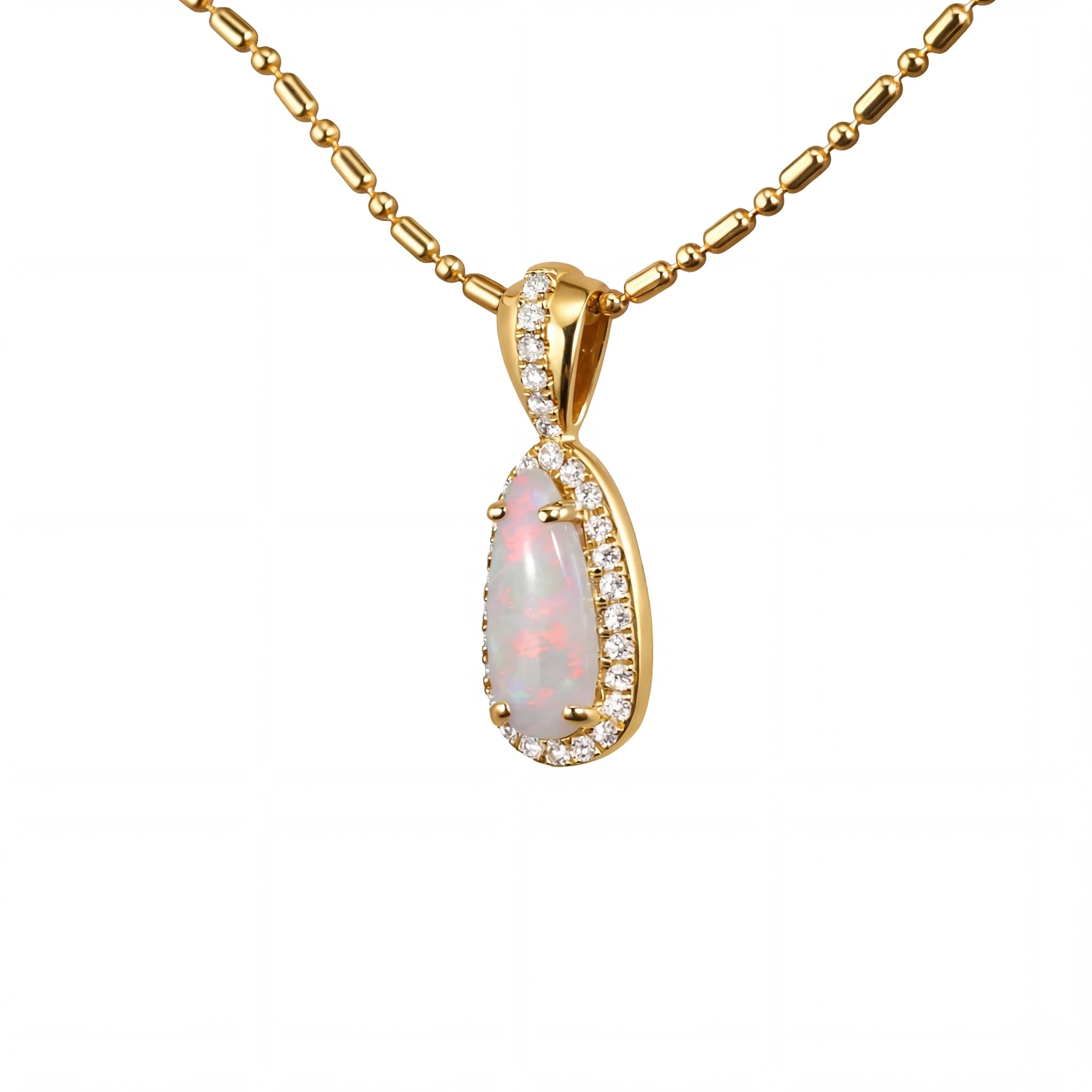 Dark Opal Pendant in 9K Yellow Gold - Multicolour - Australian Opal Cutters and Pearl Divers