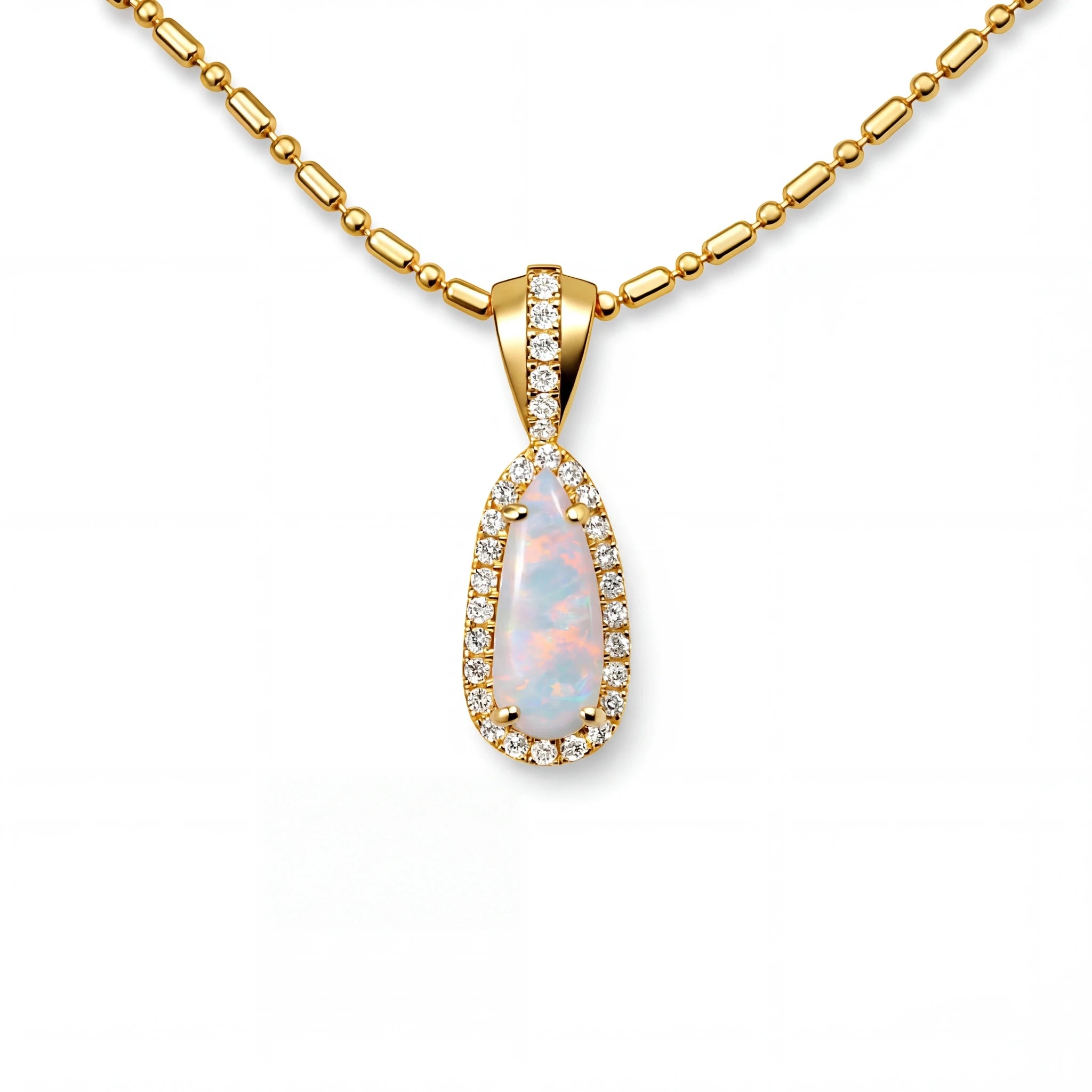 Dark Opal Pendant in 9K Yellow Gold - Multicolour - Australian Opal Cutters and Pearl Divers