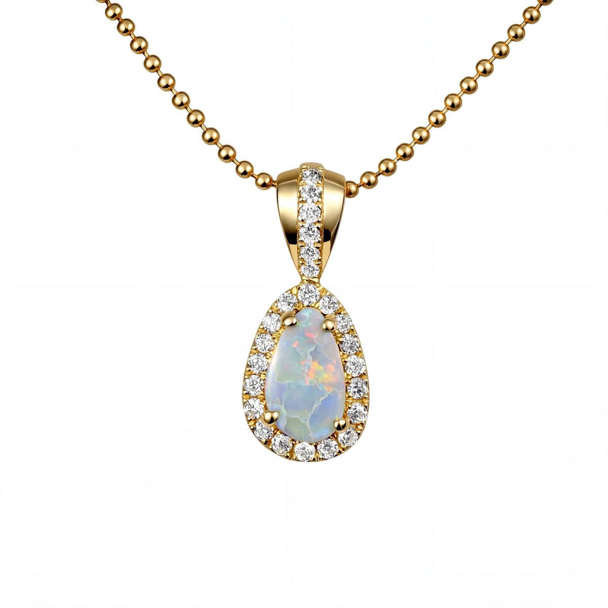 Dark Opal Pendant in 9K Yellow Gold - Multicolour - Australian Opal Cutters and Pearl Divers