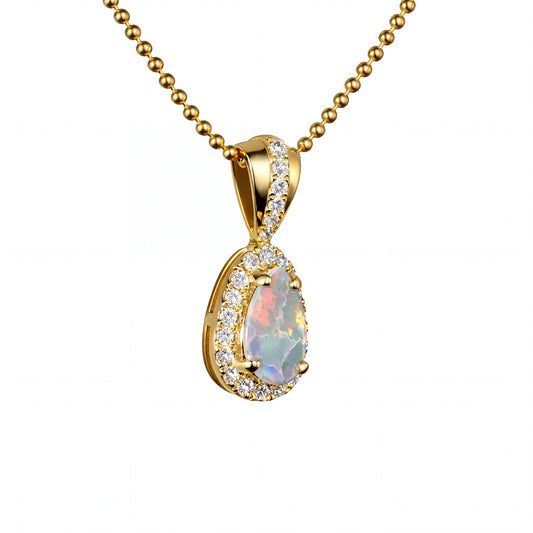 Dark Opal Pendant in 9K Yellow Gold - Multicolour - Australian Opal Cutters and Pearl Divers