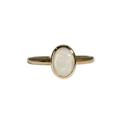 Dark Opal Ring in 14K Yellow Gold - Multicolour - Australian Opal Cutters and Pearl Divers