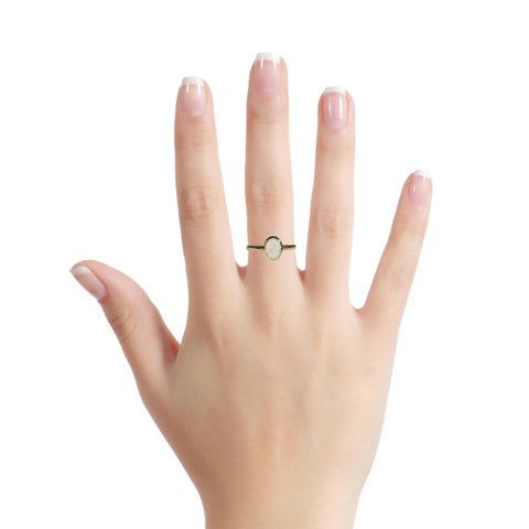 Dark Opal Ring in 14K Yellow Gold - Multicolour - Australian Opal Cutters and Pearl Divers
