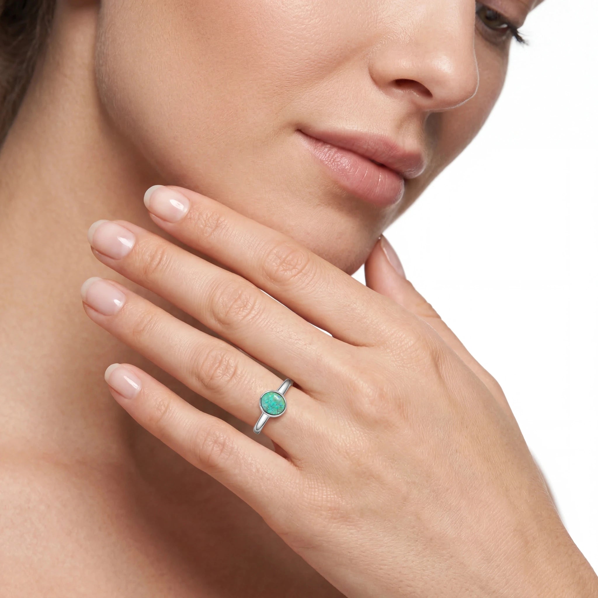 Dark Opal Ring In 925 Sterling Silver - Multicolour - Australian Opal Cutters and Pearl Divers