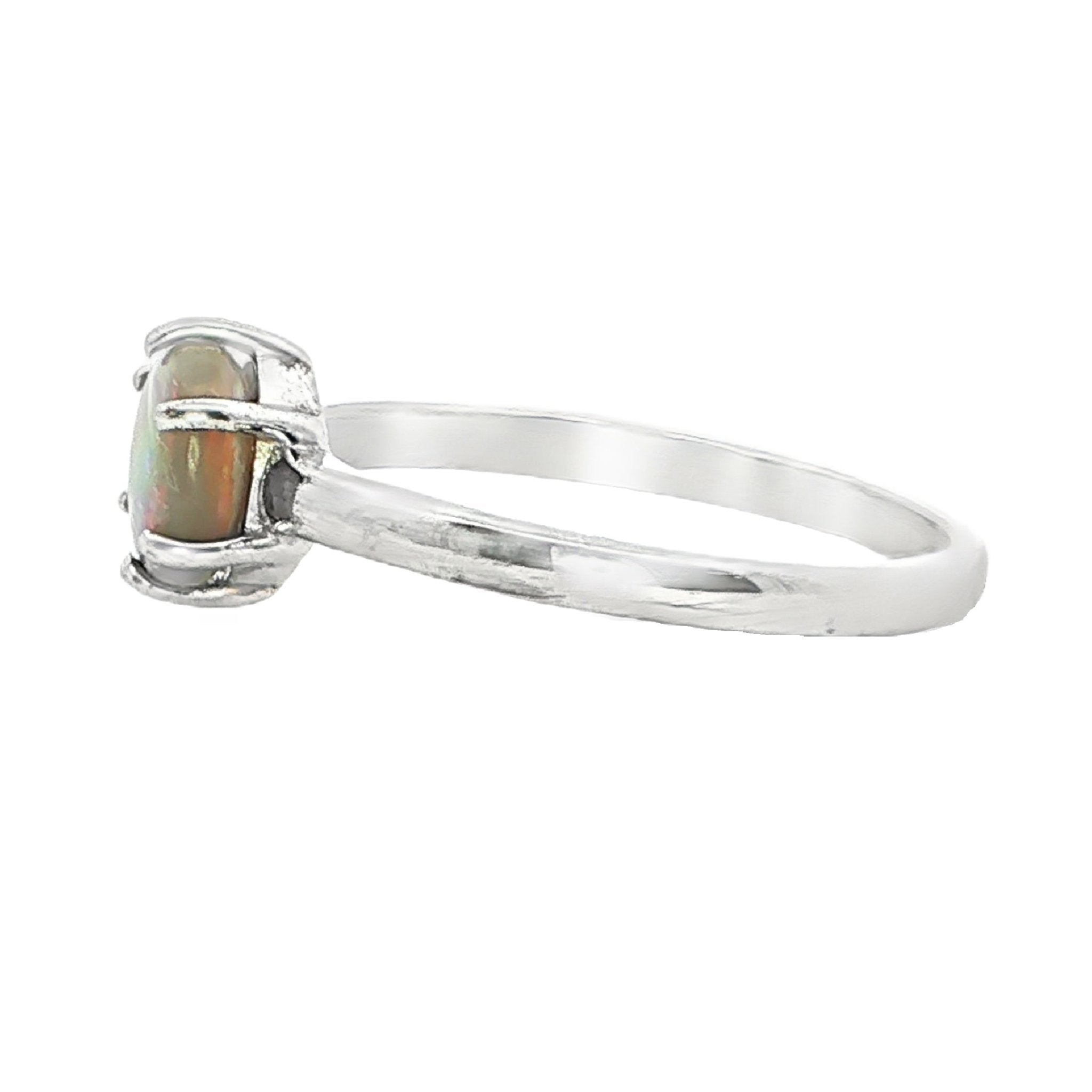 Dark Opal Ring in 925 Sterling Silver - Multicolour - Australian Opal Cutters and Pearl Divers