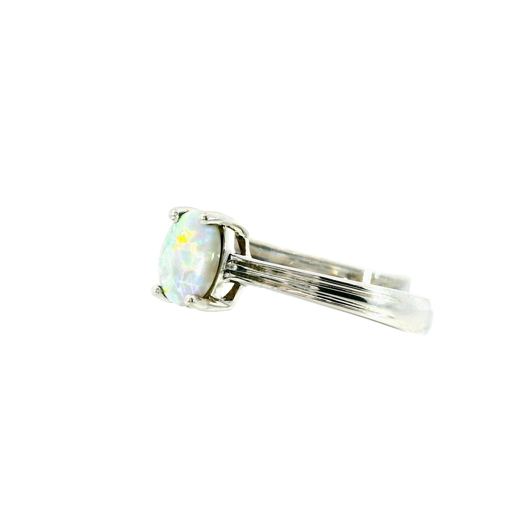 Dark Opal Ring In 925 Sterling Silver - Multicolour - Australian Opal Cutters and Pearl Divers