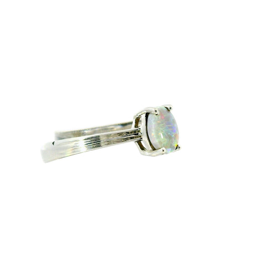 Dark Opal Ring In 925 Sterling Silver - Multicolour - Australian Opal Cutters and Pearl Divers