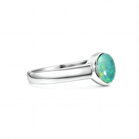 Dark Opal Ring In 925 Sterling Silver - Multicolour - Australian Opal Cutters and Pearl Divers