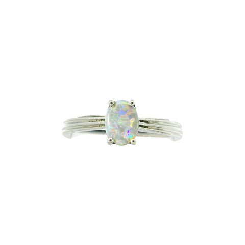 Dark Opal Ring In 925 Sterling Silver - Multicolour - Australian Opal Cutters and Pearl Divers