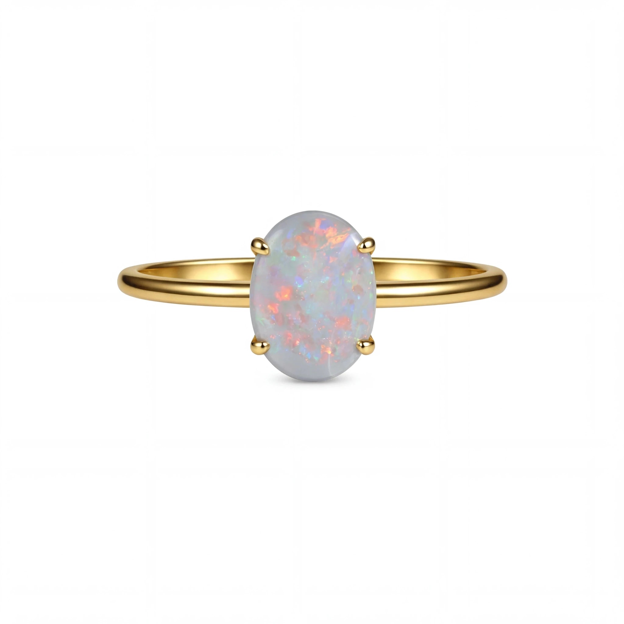 Dark Opal Ring in 9K Yellow Gold - Multicolour - Australian Opal Cutters and Pearl Divers