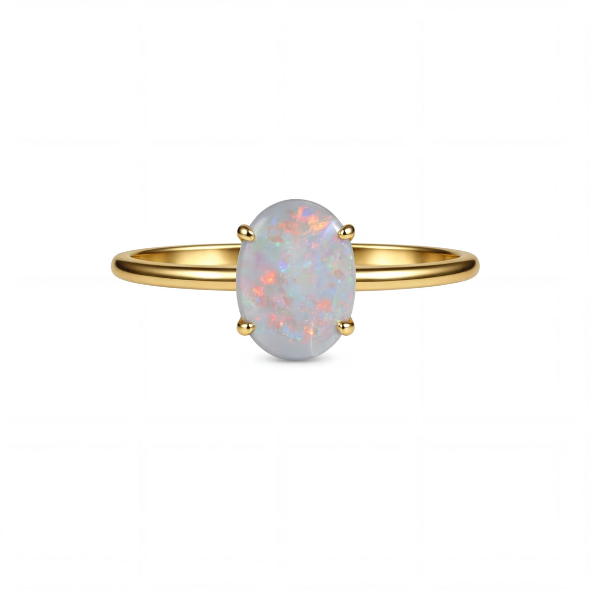 Dark Opal Ring in 9K Yellow Gold - Multicolour - Australian Opal Cutters and Pearl Divers