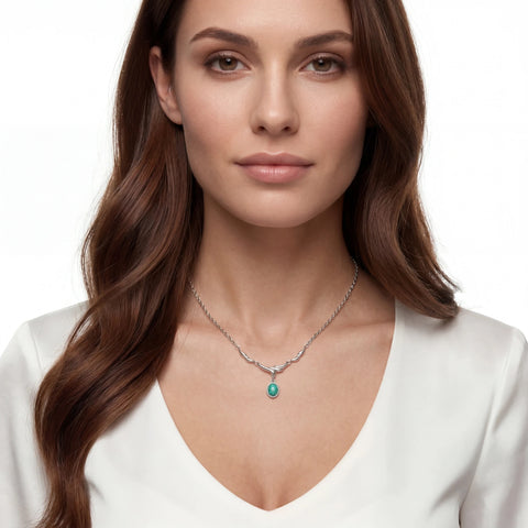 Doublet Opal Necklace in 925 Sterling Silver - Green-Blue - Australian Opal Cutters and Pearl Divers