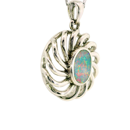 Doublet Opal Pendant in 925 Sterling Silver - Multicolour - Australian Opal Cutters and Pearl Divers