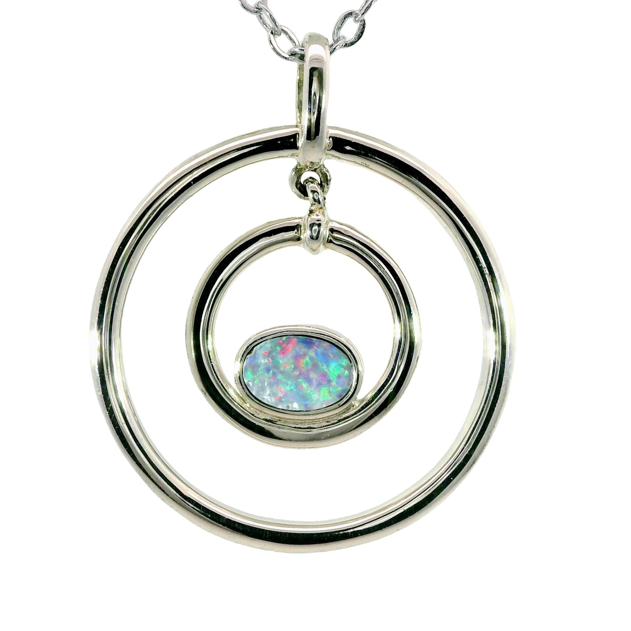 Doublet Opal Pendant in 925 Sterling Silver - Multicolour - Australian Opal Cutters and Pearl Divers