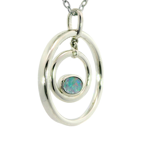 Doublet Opal Pendant in 925 Sterling Silver - Multicolour - Australian Opal Cutters and Pearl Divers