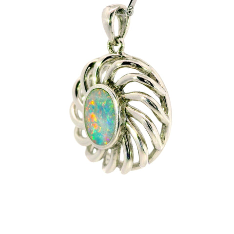 Doublet Opal Pendant in 925 Sterling Silver - Multicolour - Australian Opal Cutters and Pearl Divers