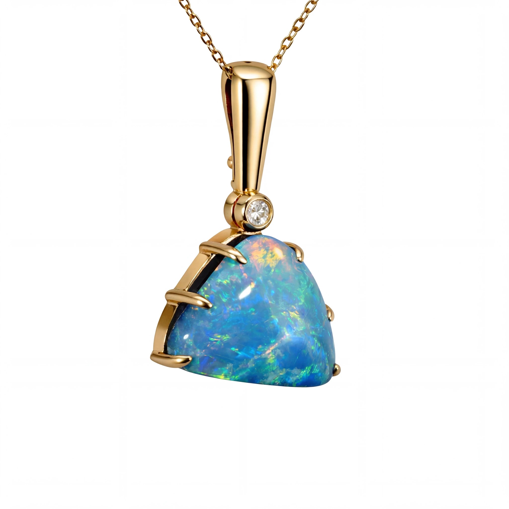Doublet Opal Pendant in 9K Yellow Gold - Multicolour - Australian Opal Cutters and Pearl Divers