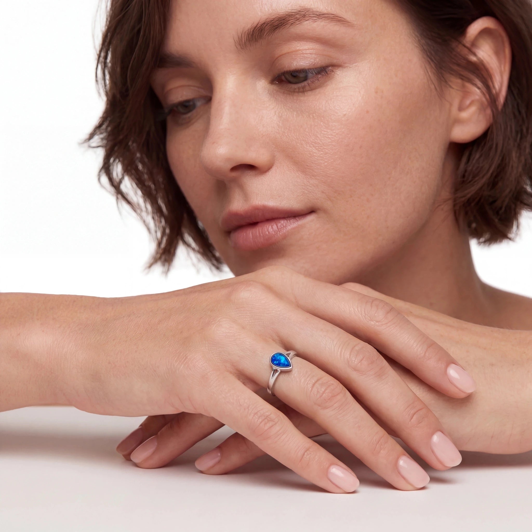 Doublet Opal Ring in 925 Sterling Silver - Green-Blue - Australian Opal Cutters and Pearl Divers