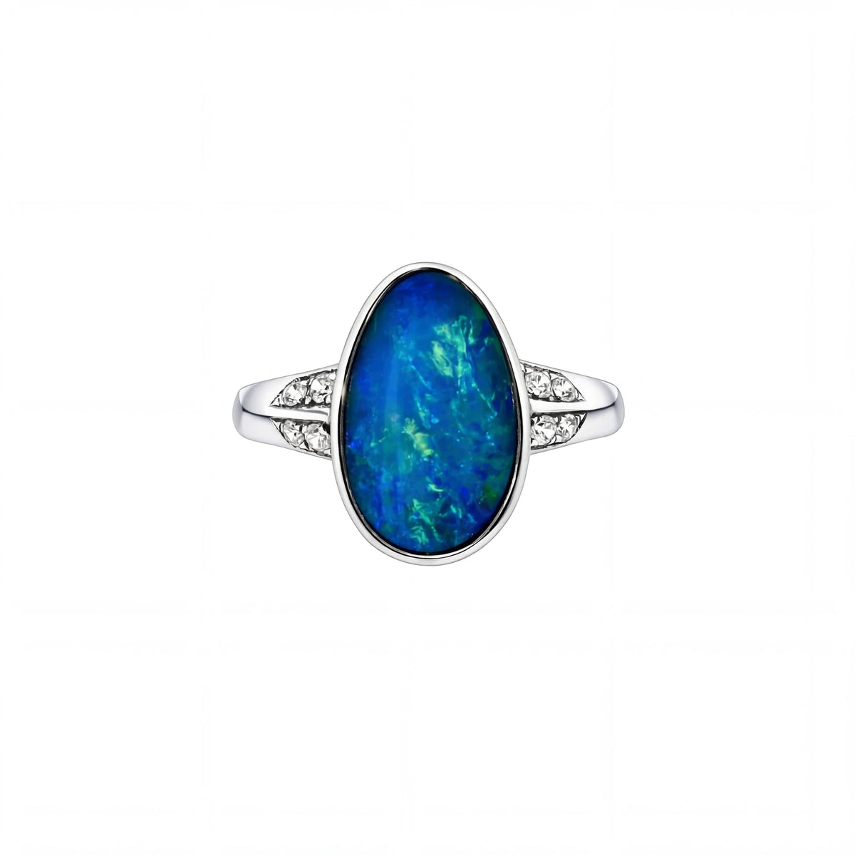 Doublet Opal Ring in 925 Sterling Silver - Green-Blue - Australian Opal Cutters and Pearl Divers