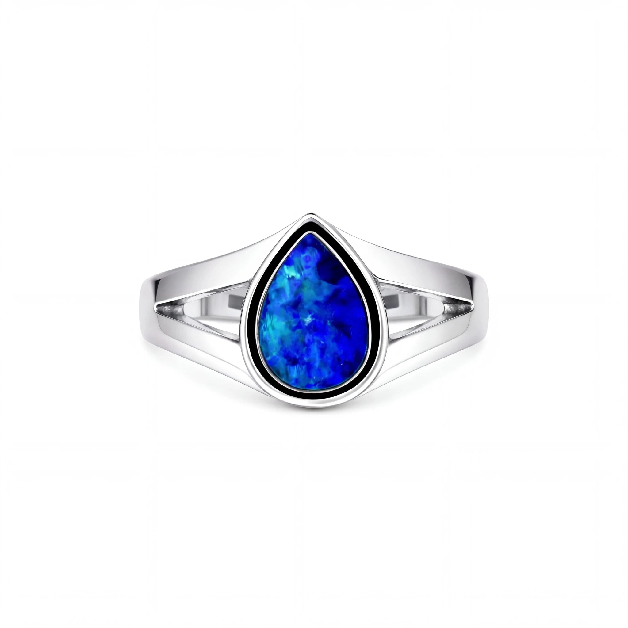 Doublet Opal Ring in 925 Sterling Silver - Green-Blue - Australian Opal Cutters and Pearl Divers