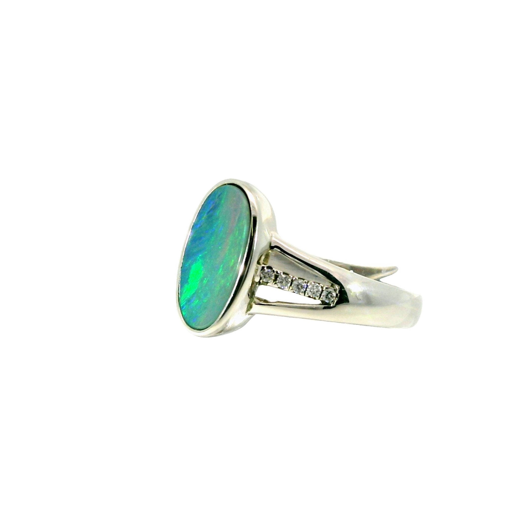 Doublet Opal Ring in 925 Sterling Silver - Multicolour - Australian Opal Cutters and Pearl Divers