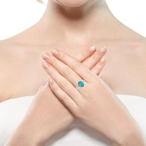 Doublet Opal Ring in 925 Sterling Silver - Multicolour - Australian Opal Cutters and Pearl Divers