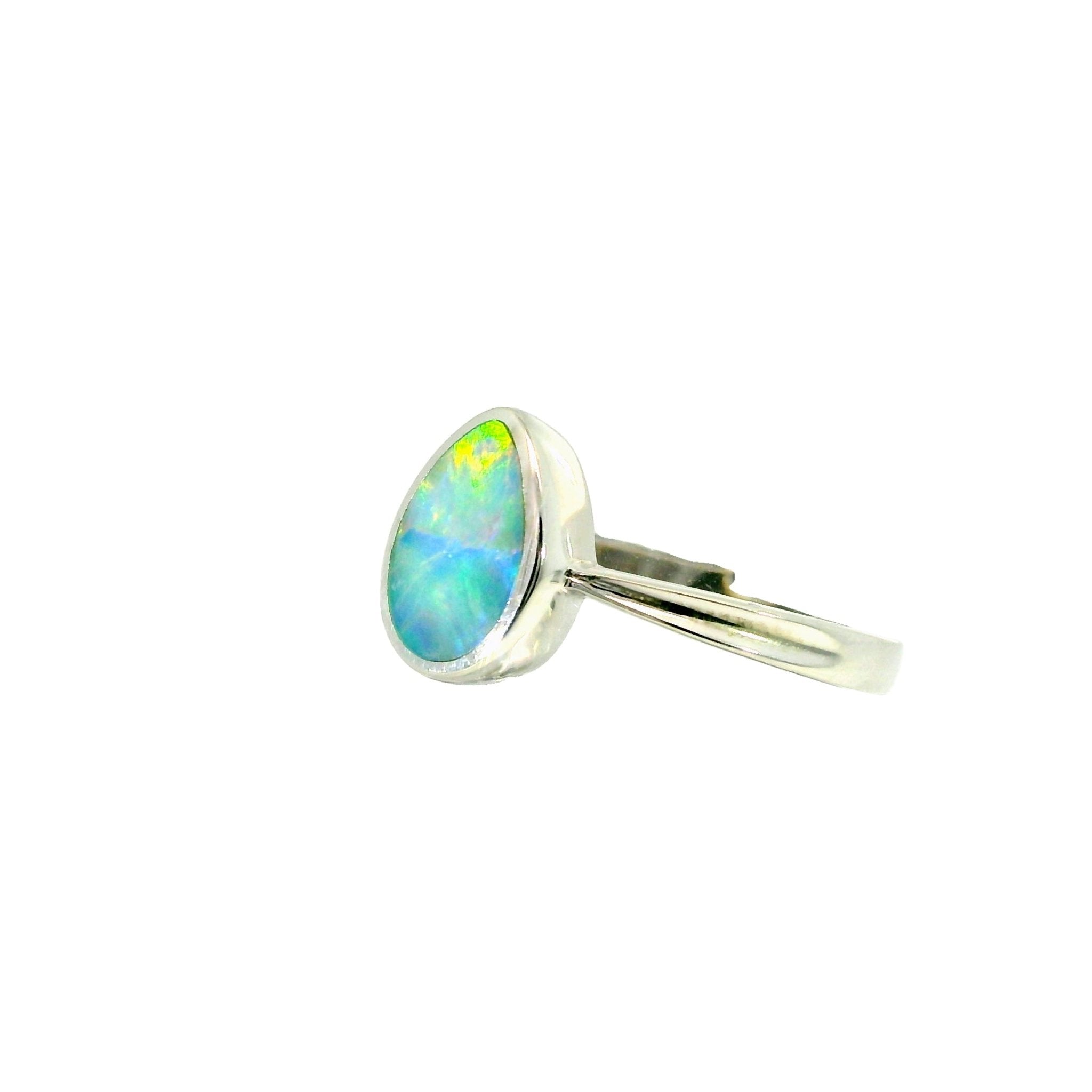 Doublet Opal Ring in 925 Sterling Silver - Multicolour - Australian Opal Cutters and Pearl Divers