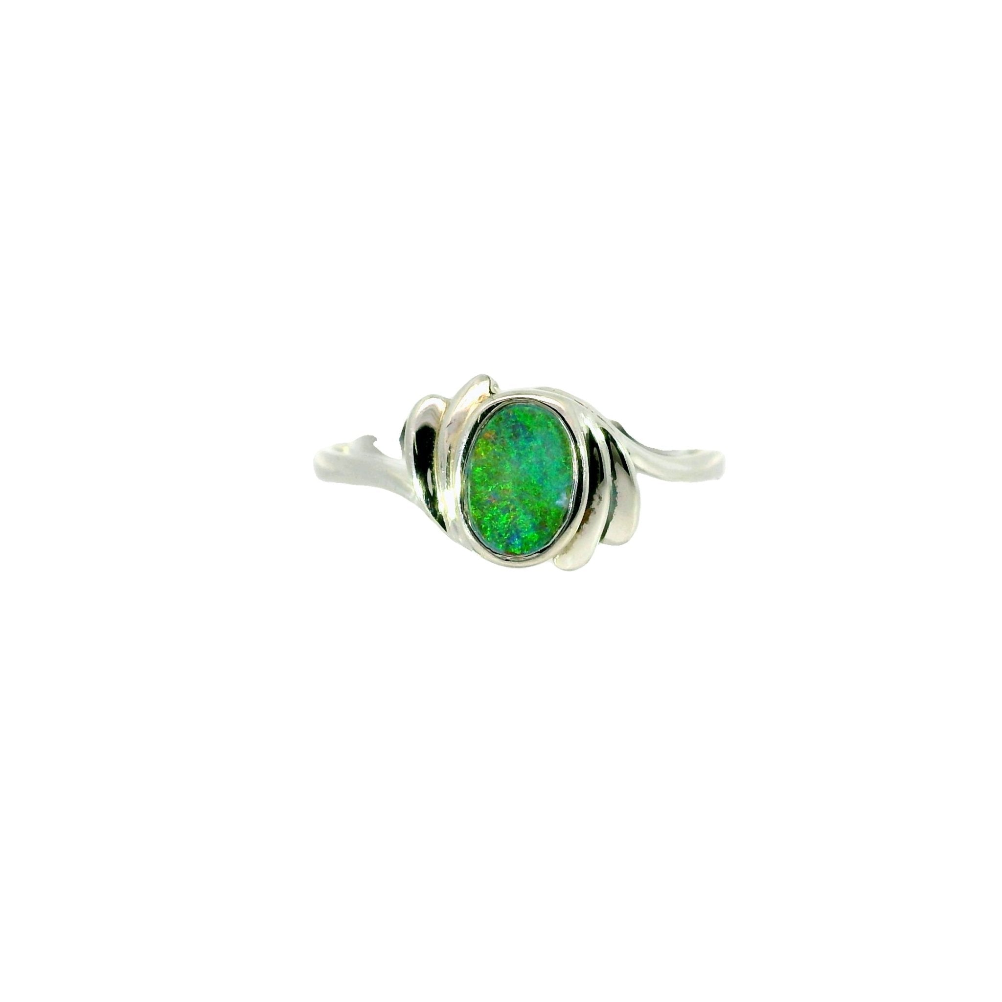 Doublet Opal Ring in 925 Sterling Silver - Multicolour - Australian Opal Cutters and Pearl Divers