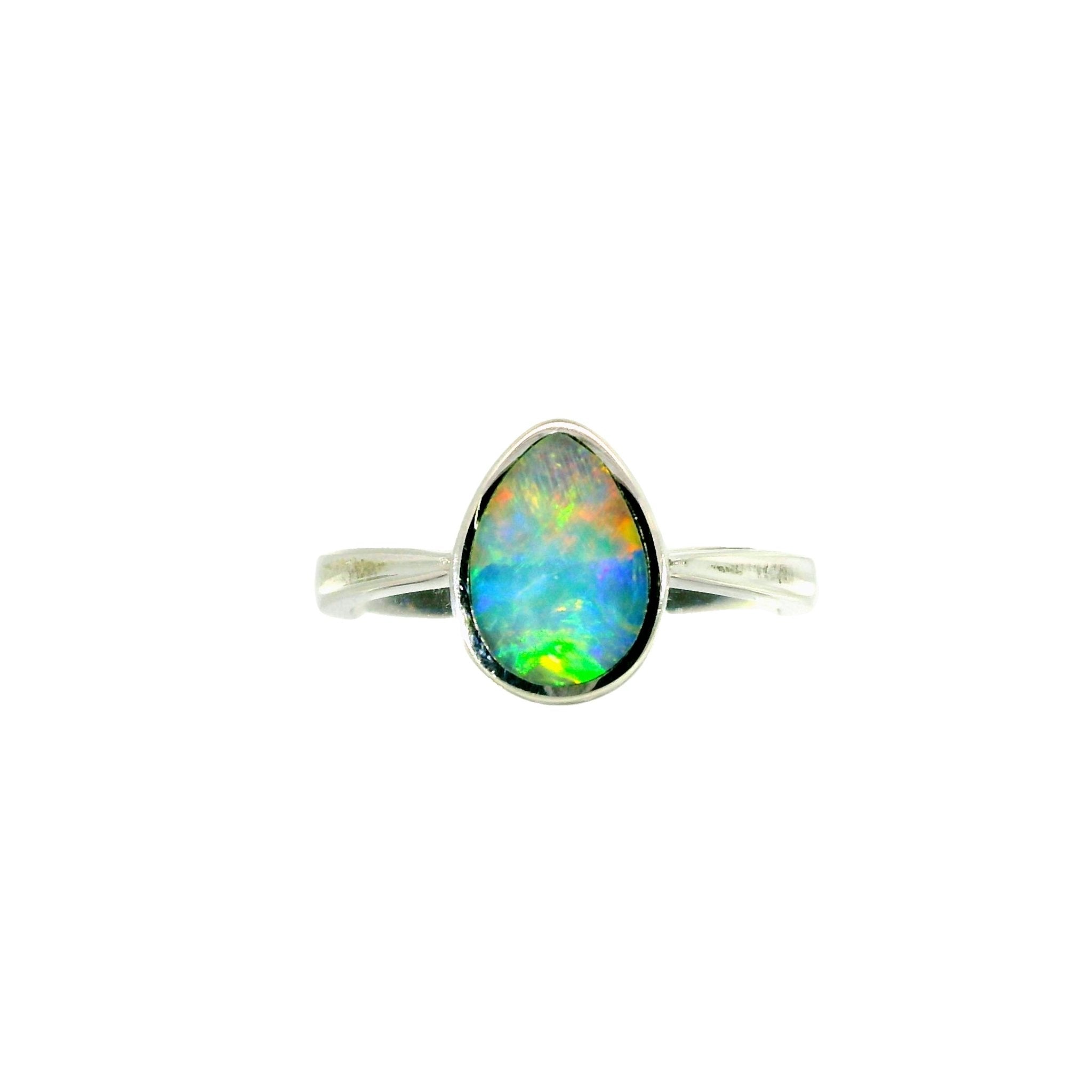 Doublet Opal Ring in 925 Sterling Silver - Multicolour - Australian Opal Cutters and Pearl Divers