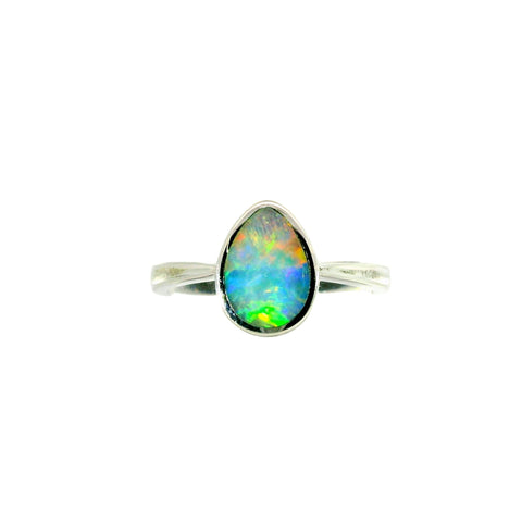 Doublet Opal Ring in 925 Sterling Silver - Multicolour - Australian Opal Cutters and Pearl Divers
