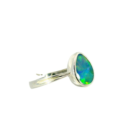 Doublet Opal Ring in 925 Sterling Silver - Multicolour - Australian Opal Cutters and Pearl Divers