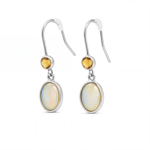 Light Opal Earrings in 925 Sterling Silver - Green-Blue - Australian Opal Cutters and Pearl Divers