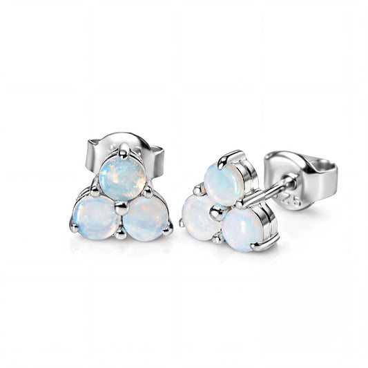 Light Opal Earrings in 925 Sterling Silver - Multicolour - Australian Opal Cutters and Pearl Divers