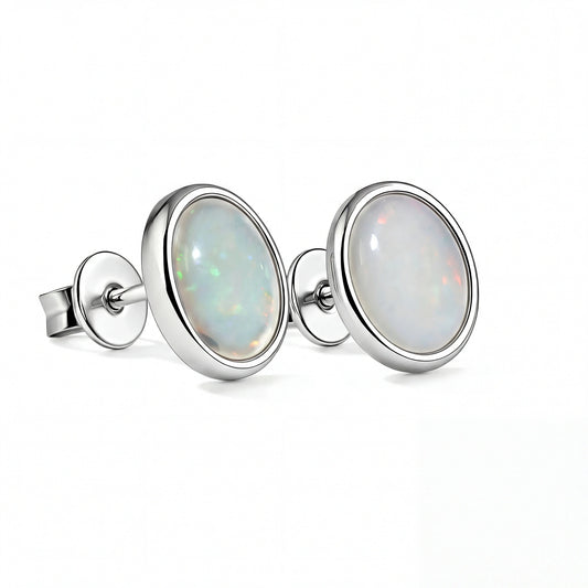 Light Opal Earrings In 925 Sterling Silver - Multicolour - Australian Opal Cutters and Pearl Divers