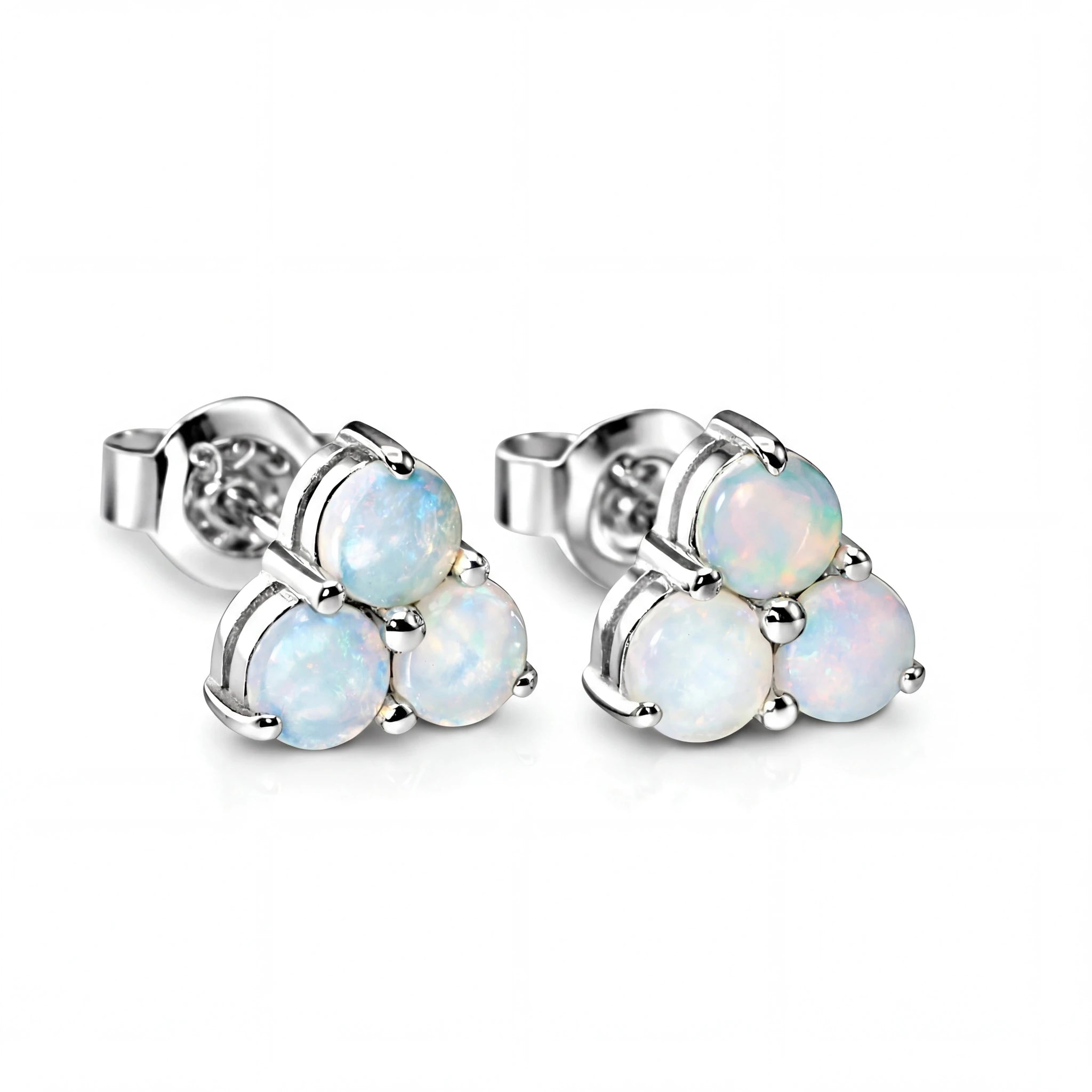 Light Opal Earrings in 925 Sterling Silver - Multicolour - Australian Opal Cutters and Pearl Divers
